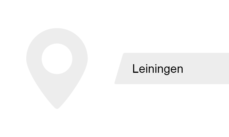 Standortnadel und Banner mit dem Ortsnamen "Leiningen".